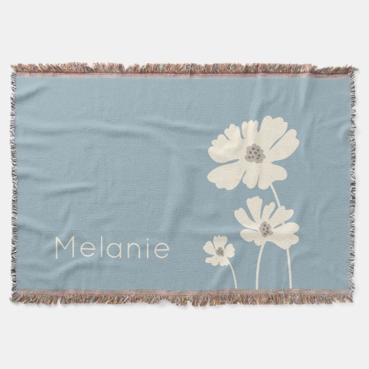 コスモスフラワーシルエットモダンフローラウォール スローブランケット (正面)