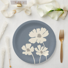 コスモスフラワーシルエットモダンフローラウォール ペーパープレート