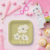 コスモスフラワーシルエットモダンフローラウォール ペーパープレート (パーティー)