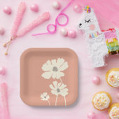 コスモスフラワーシルエットモダンフローラウォール ペーパープレート (パーティー)