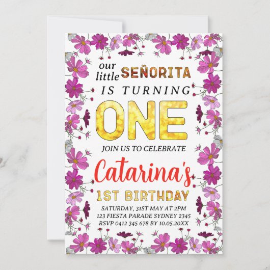 コスモスフラワーズインスパイアフェスター誕生日 招待状 (正面)