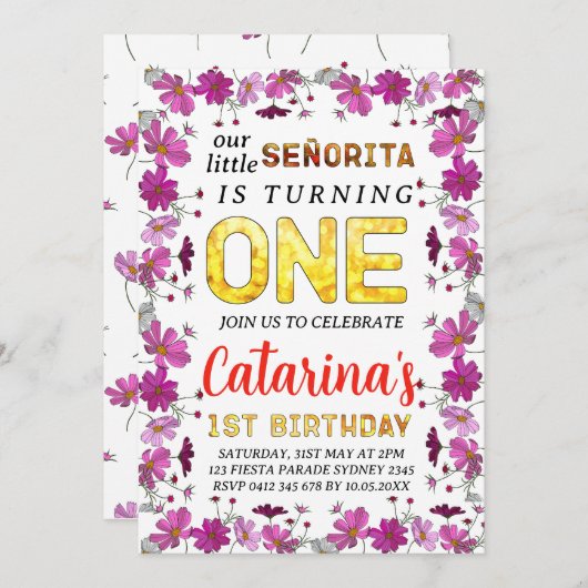 コスモスフラワーズインスパイアフェスター誕生日 招待状 (正面/裏面)