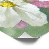 コスモスフラワーバタフライヴィンテージフローラピンクホワイト ポスター (コーナー)