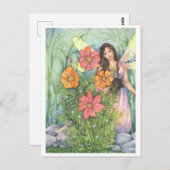 コスモスフラワーフェアリーファンタジーアートハガキ ポストカード (正面/裏面)