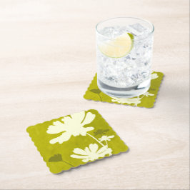 コスモスフローラシルエットライムグリーンサマーホーム ペーパーコースター