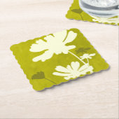 コスモスフローラシルエットライムグリーンサマーホーム ペーパーコースター (アングル)