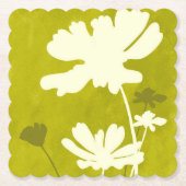 コスモスフローラシルエットライムグリーンサマーホーム ペーパーコースター (正面)