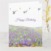 コスモス丘を飛ぶ白いコウテンチョウ カード (黄色い花)