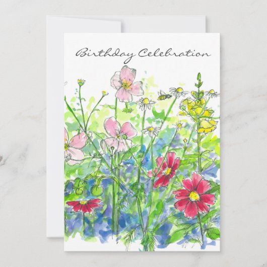 コスモス水彩花70th誕生日パーティー 招待状 (正面)