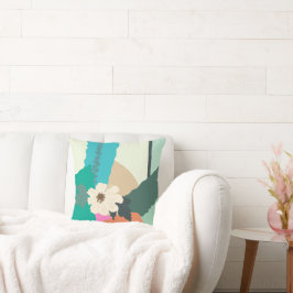 コスモス花抽象芸術カラーブロックモダン夏 クッション