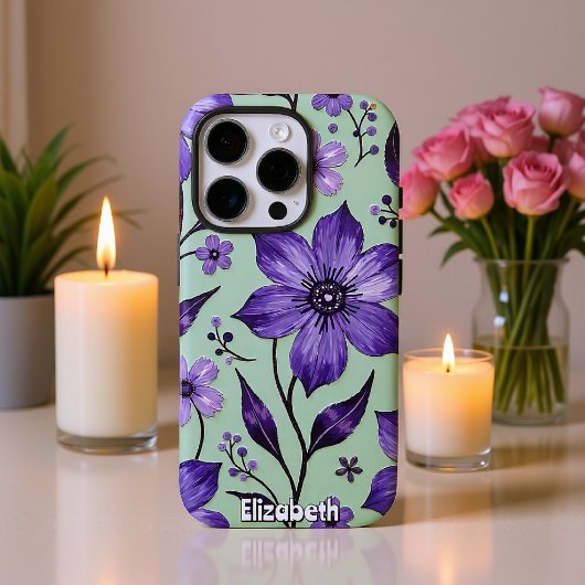 コスモス芸術的の花を青に Case-Mate iPhoneケース