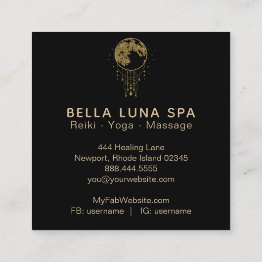 ～コスモス金ゴールドムーンシャーマン – 月 スクエア名刺 (裏面)