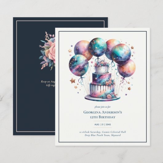 コスモス銀河系スターリーナイトネイビー誕生日 (正面/裏面)