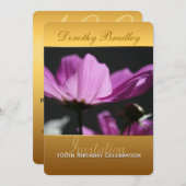 コスモス100番目の誕生祝いカスタム投資 招待状 (正面/裏面)