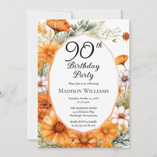 コスモス | マリゴールドフローラ90thバースデーパーティー 招待状 (正面)
