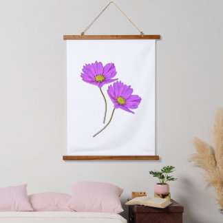 コスモス 二輪の紫の花 吊り下げ型タペストリー