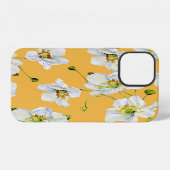 コスモス、水彩画、シームレス、花柄 iPhoneケース (裏面横)