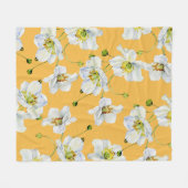 コスモス、水彩、シームレス、フローラルパターン。 フリースブランケット (正面(横))