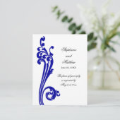 コスモポリタンな花と渦巻きのデザインの出欠返信カード 招待状 (スタンド正面)