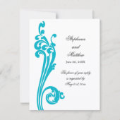 コスモポリタンな花と渦巻きのRSVP 招待状 (正面)