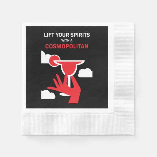 コスモポリタンのカクテルドリンク 縁ありカクテルナプキン (正面)