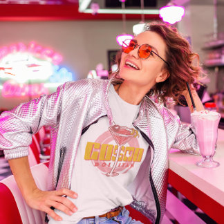 コスモポリタンカクテルコスモサマーパーティーレトロ Tシャツ