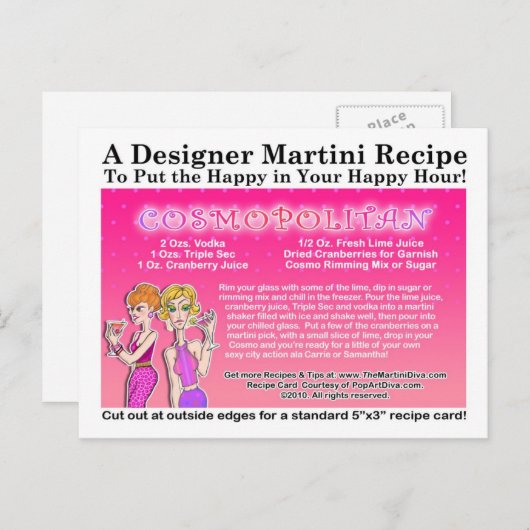コスモポリタンマルティーニレシピはがき ポストカード (正面/裏面)