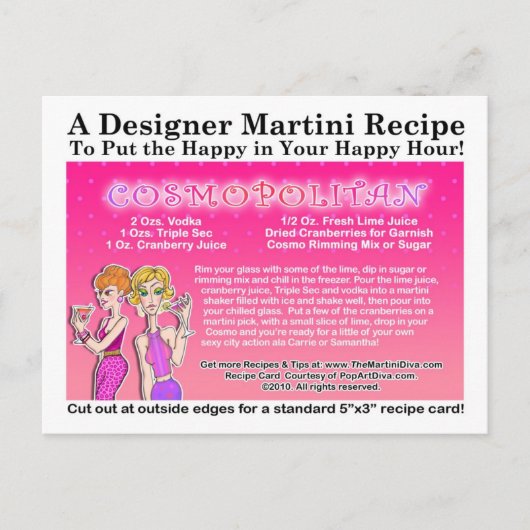 コスモポリタンマルティーニレシピはがき ポストカード (正面)
