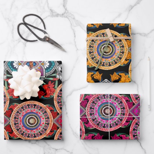 コスモポリタンヴィンテージレトロパターン ラッピングペーパーシート (正面)