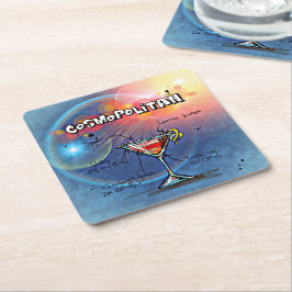 コスモポリタン・カクテル(12ドリンク・レシピ・セット#2) スクエアペーパーコースター