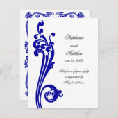 コスモポリタン フローリッシュとスワール RSVP 招待状 (正面/裏面)