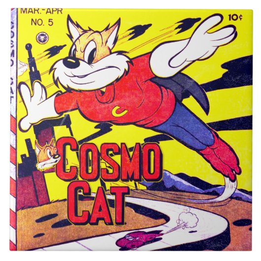 コスモ猫5号本おもしろいヴィンテージ漫画表紙 タイル (正面)
