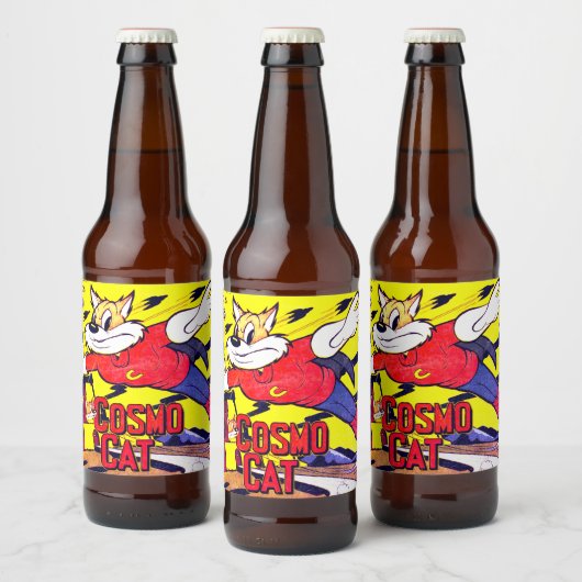コスモ猫5号本おもしろいヴィンテージ漫画表紙 ビールラベル (ボトル)