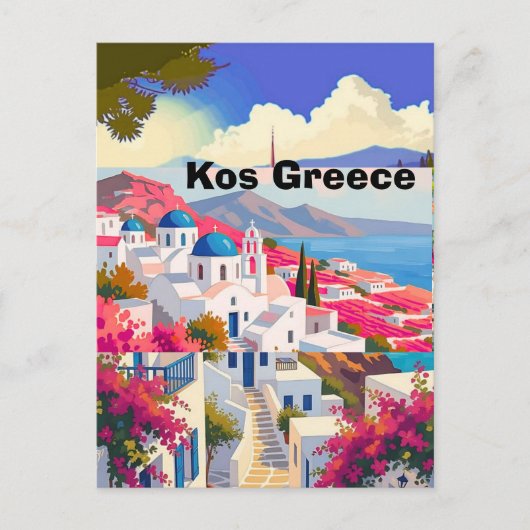 コス島の旅行ポストカードアート、ギリシャのコス島旅行アート シーズンポストカード (正面)