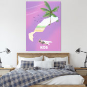 コス・ギリシャ図解入りの、写真付きのの地図。 キャンバスプリント (インサイチュ (寝室))