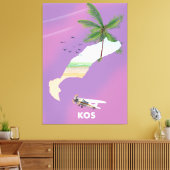 コス・ギリシャ図解入りの、写真付きのの地図。 キャンバスプリント (インサイチュ (リビング))