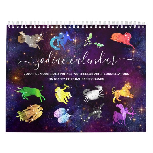 コズカラフルミックウォーター〔占星術の〕十二宮図シンボルや象徴アートボホ カレンダー (カバー)