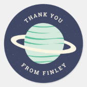 コズミックお祝いバースデーパーティー好意ステッカー ラウンドシール (正面)