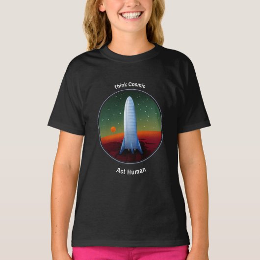 コズミックを想い人間として行動せよ スペース Tシャツ (正面)