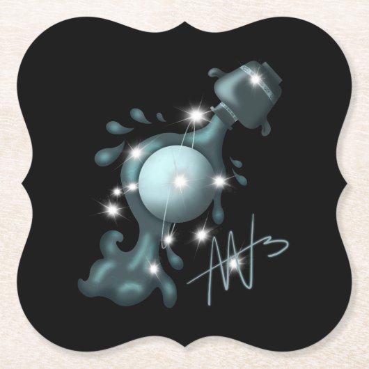 コズミックアクアリウスウラヌス〔占星術の〕十二宮図 ペーパーコースター (正面)