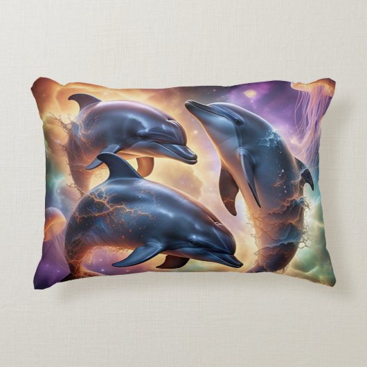 コズミックイルカとクラゲの宇宙 アクセントクッション (正面)