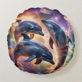 コズミックイルカとクラゲの宇宙 ラウンドクッション