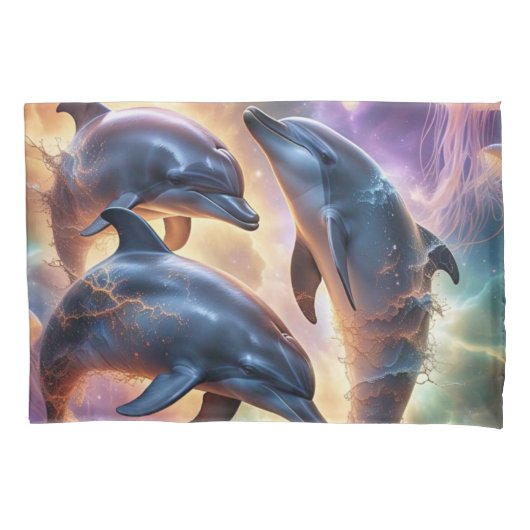 コズミックイルカとクラゲの宇宙 枕カバー (正面左)