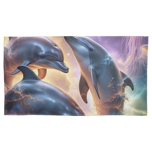 コズミックイルカとクラゲの宇宙 枕カバー (正面左)