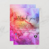 コズミックインクターコイズブルーピンク銀河系星雲 サンキューカード (正面/裏面)