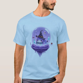 コズミックウィッチキャットクリスタルボール かわいいマジックTシャツ Tシャツ