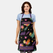 コズミックウィンター抽象芸術エプロン名前をカスタムする付き エプロン (着用した状態)