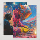 コズミックウェルダー – 抽象芸術溶接芸術プリント 招待状 (正面/裏面)