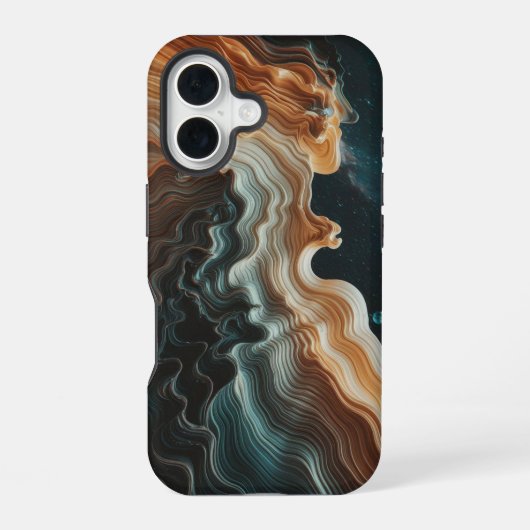 コズミックウェーブの抽象画 iPhone 16ケース (裏面)