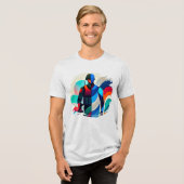 コズミックウェーブ – 兵士インスパイア抽象芸術T型 トライブレンドTシャツ (正面全面)